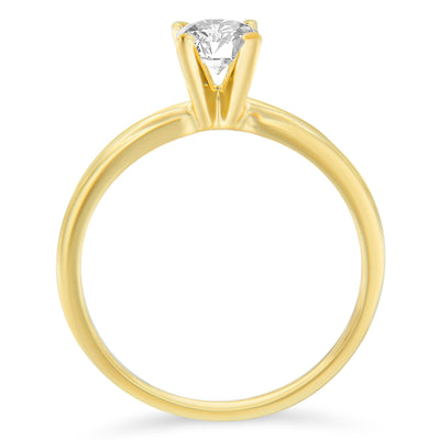 GIA Certified 14K Yellow Gold 1/2 Cttw Diamond Solitaire Engagement Ring - Size 6