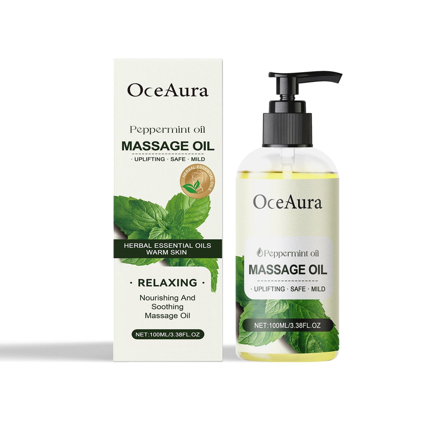 Huile de massage essentielle à la menthe poivrée pour l'hydratation