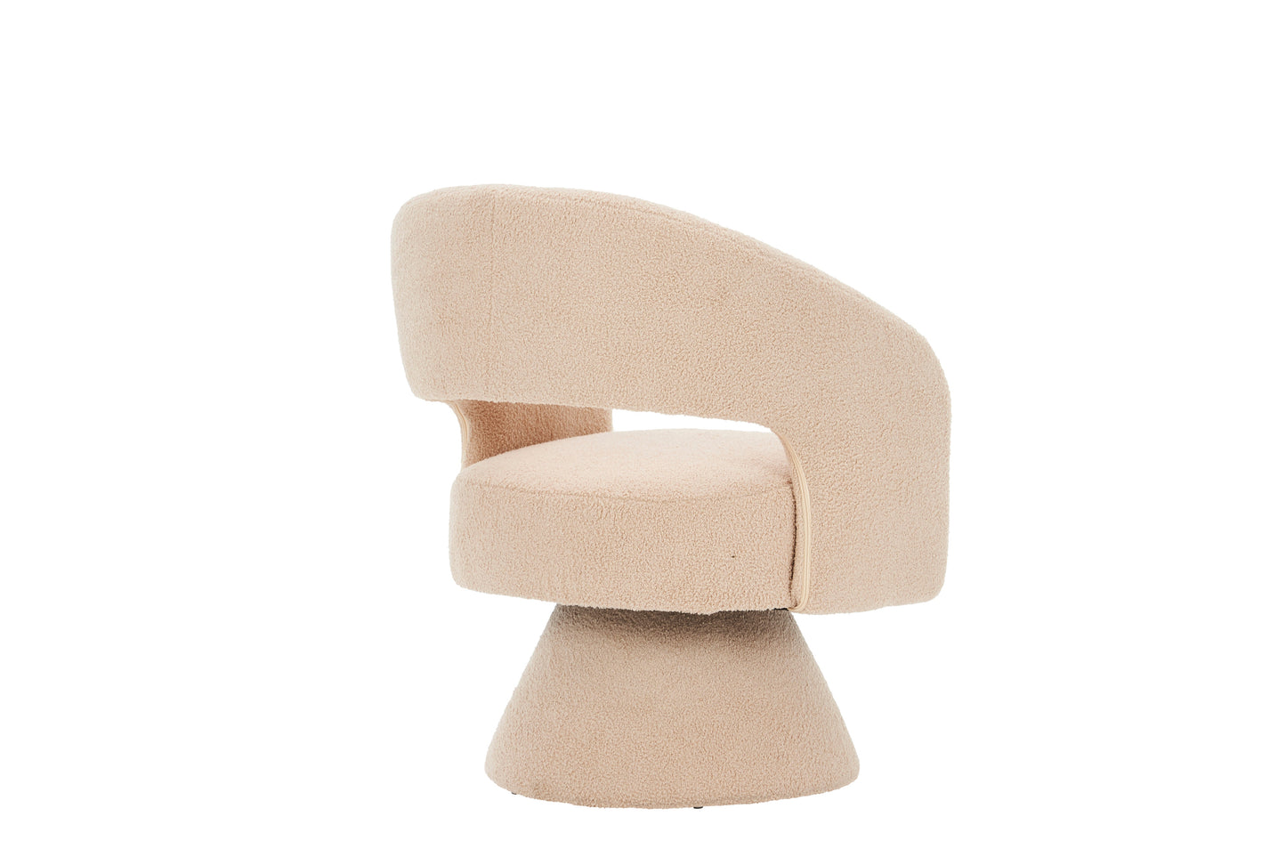 Fauteuil pivotant en tissu teddy nude