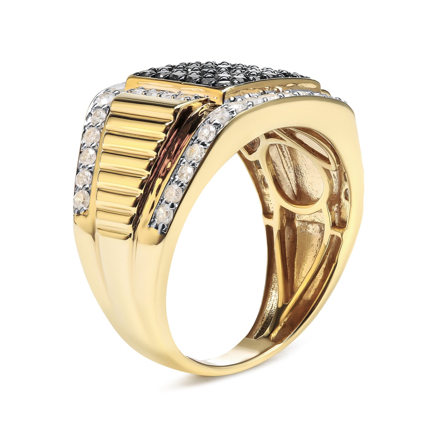 Men's 14K Yellow Gold Plated Sterling Silver Diamond Cluster Ring - Size 10
