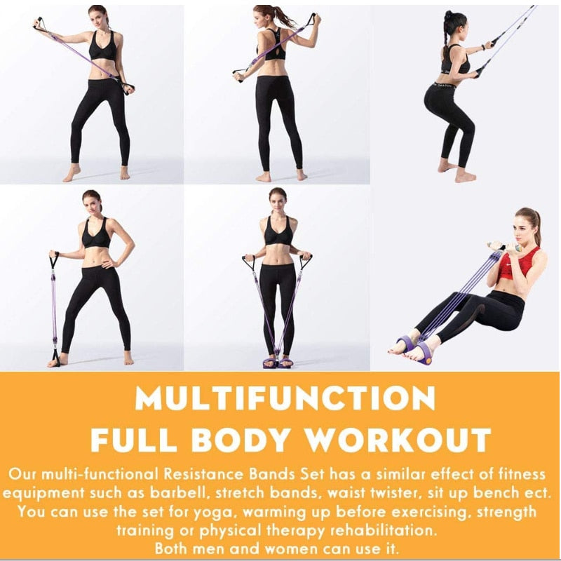 Multifunction Fitness Pedal Exerciser Sit-up Exercise Band Elastic Pull Rope Equipment Tummy Bodybuilding Tension Rope Antibreak - Korvel