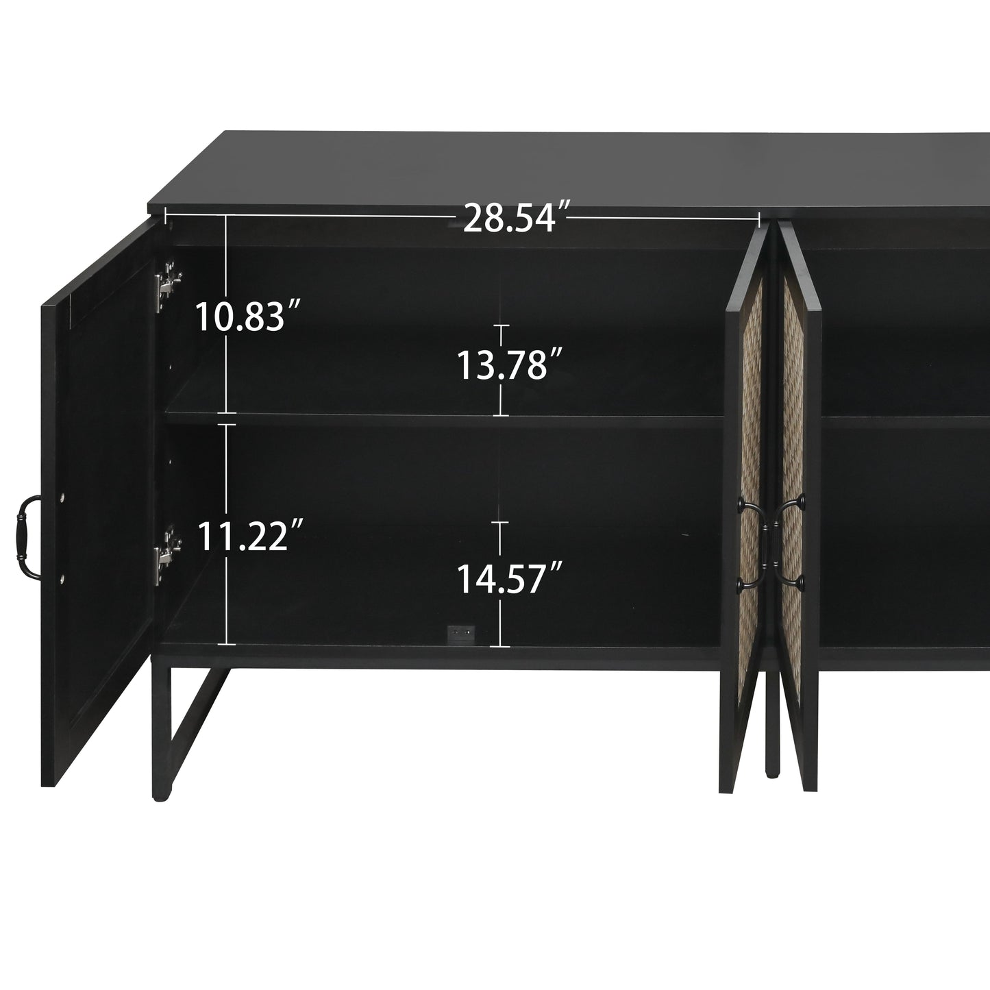 Rattan 4-Door Sideboard , Sideboard Buffet Storage Cabinet,Accent Storage Cabinet , Large Cabinet With 4 Rattan Decorated Doors - Korvel