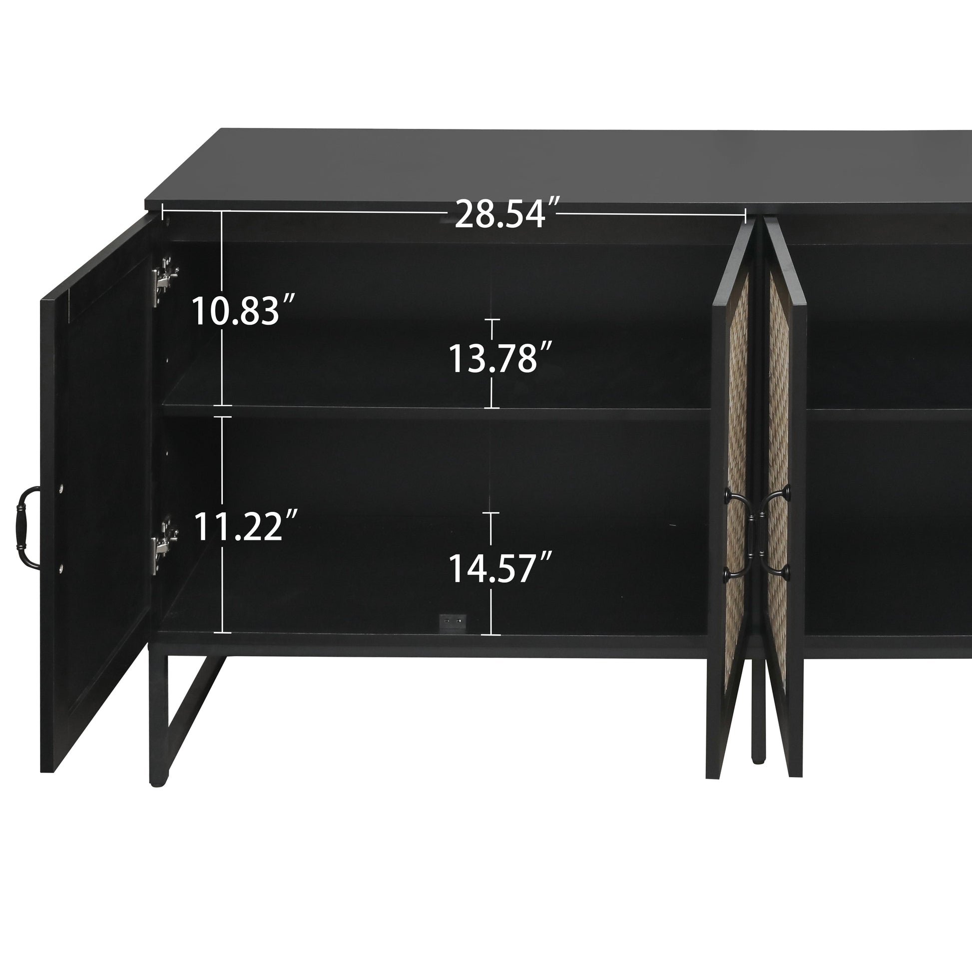 Rattan 4-Door Sideboard , Sideboard Buffet Storage Cabinet,Accent Storage Cabinet , Large Cabinet With 4 Rattan Decorated Doors - Korvel