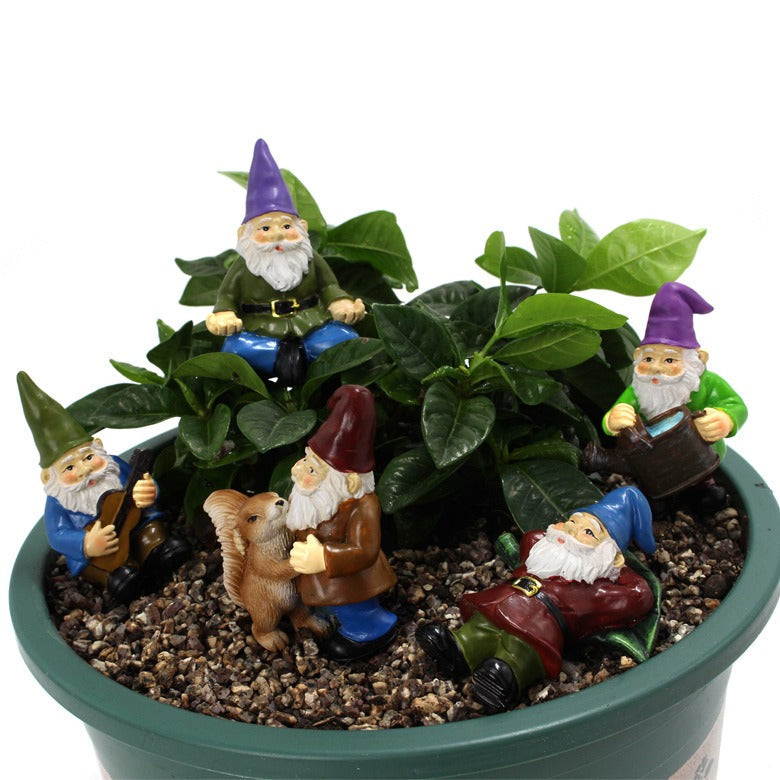 Resin Dwarf Flower Plantation Garden Fairy Potted Plant Insert - Korvel