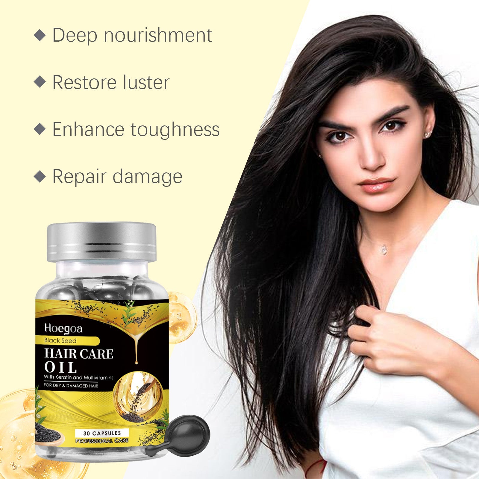 Black Sesame Oil Hair Care Capsules Nourish And Repair Dry Hair And Smooth Hair Care Essential Oil - Korvel