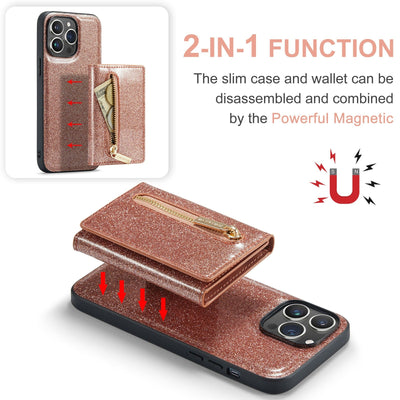 Coque de protection portefeuille M3 Glitter pour iPhone 14 Pro Max