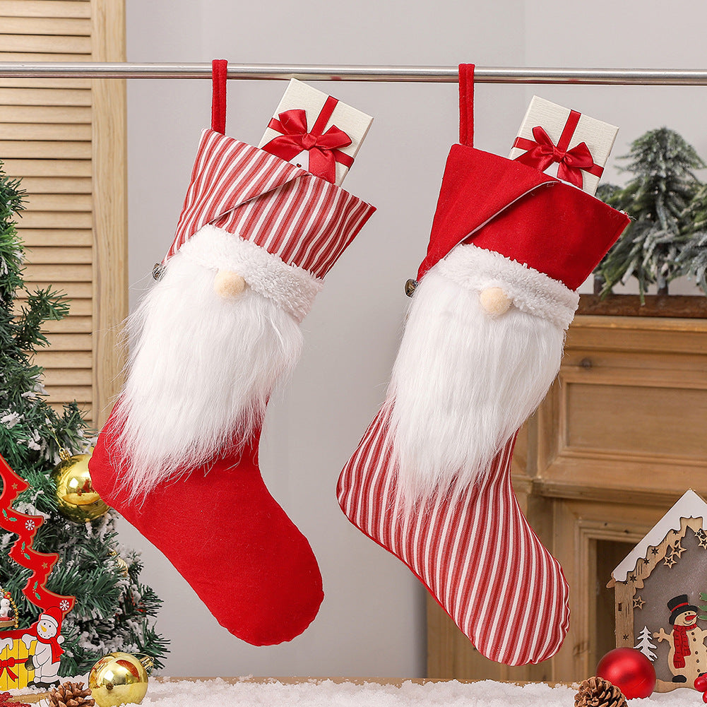 Christmas Dwarf Faceless Old Man Striped Socks Christmas Tree Pendant Large Gift Bag Christmas Decorations - Korvel