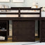 Low Study Full Loft Bed with Cabinet Shelves and Rolling Portable Desk Multiple Functions Bed- Espresso - Korvel