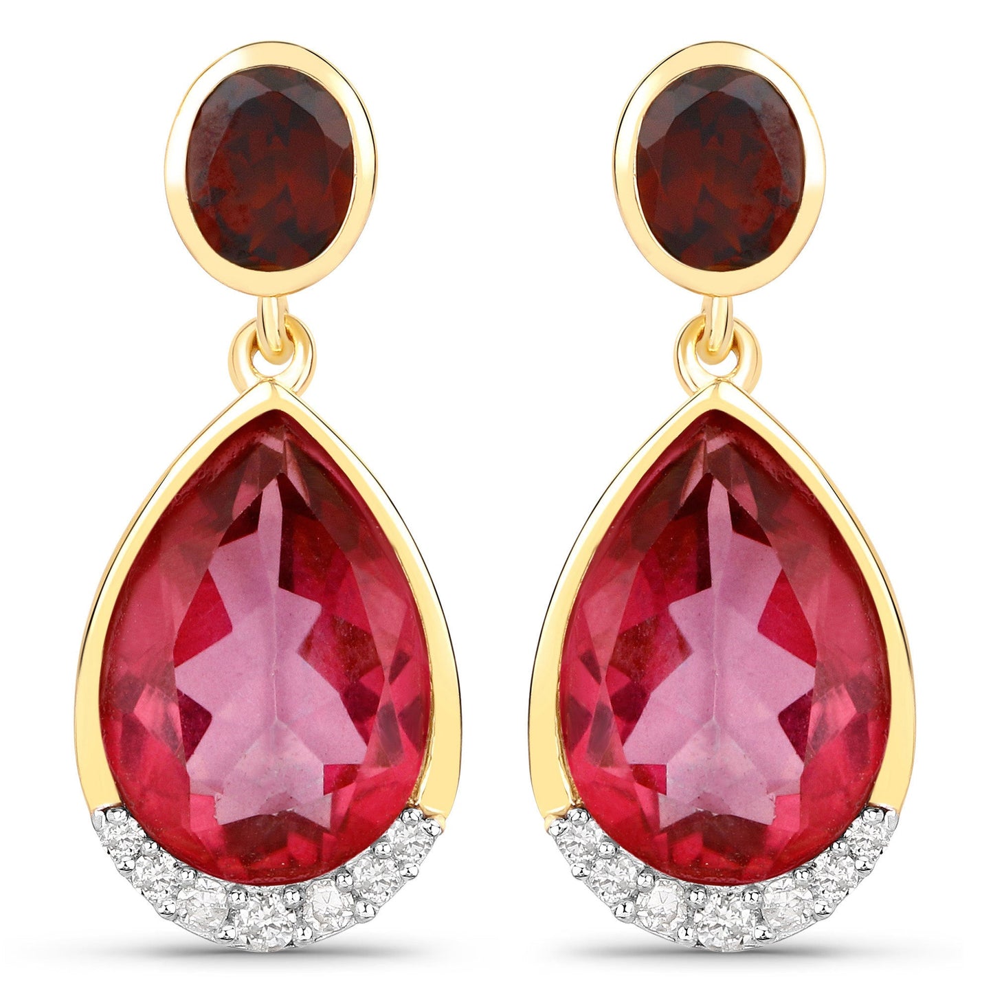 7.98 Carat Genuine Pink Topaz & Garnet Earrings in Sterling Silver