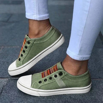 Round Toe Elastic Canvas Sneakers for Women