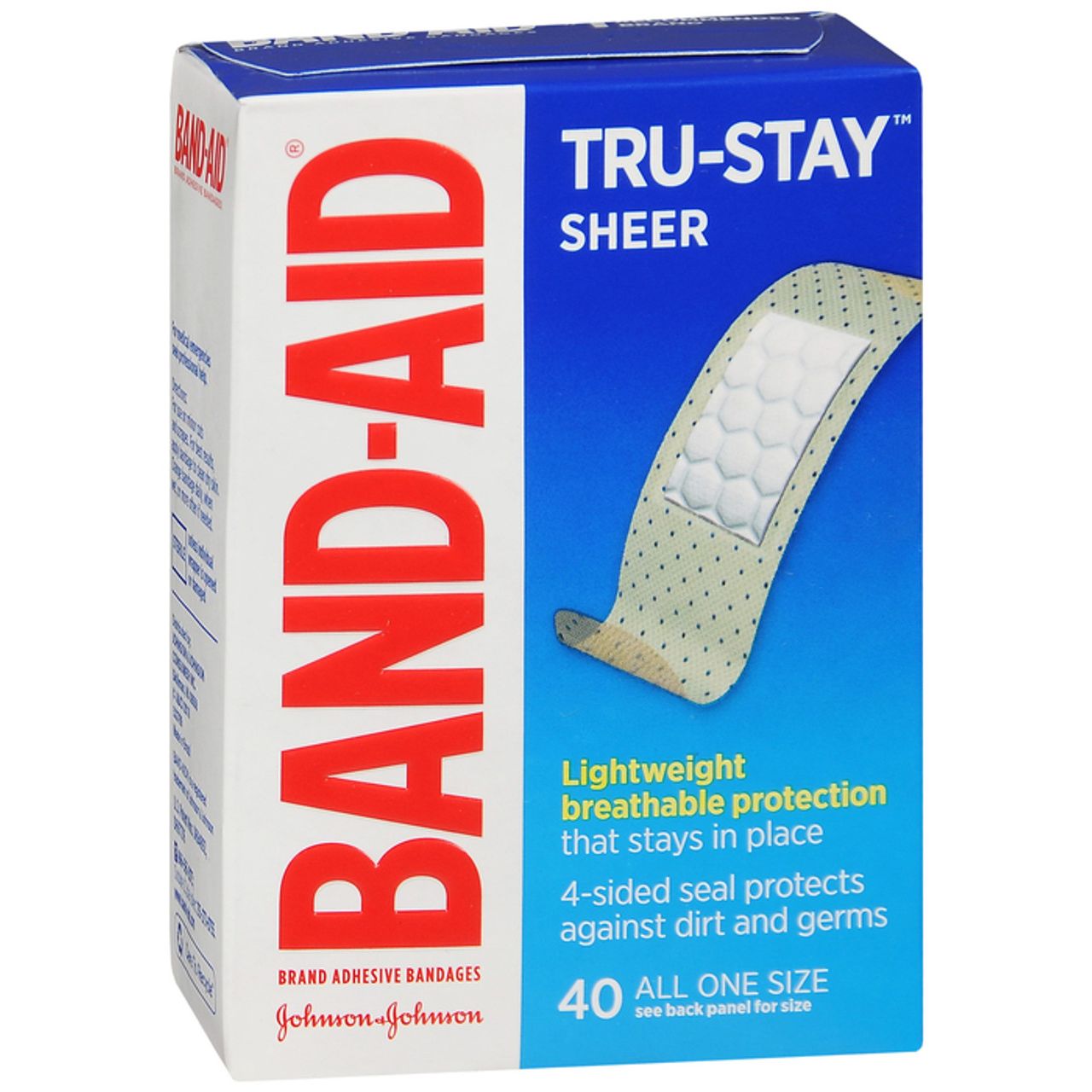 Band Aid Tru-Stay Sheer Adhesive Bandages - 40 Compte