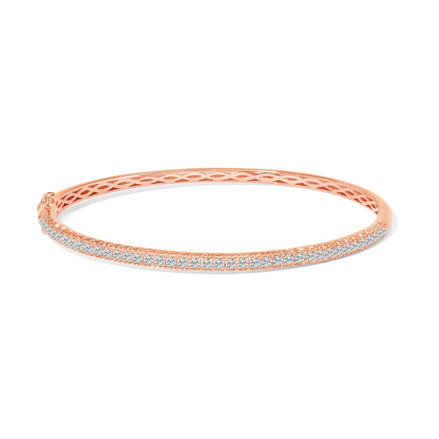Bracelet jonc en or rose 14K avec diamants demi-éternité - 1,00 Cttw