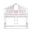 Twin over Twin House Bunk Bed with Roof , Window, Window Box, Door , with Safety Guardrails and Ladder, Pink/White - Korvel