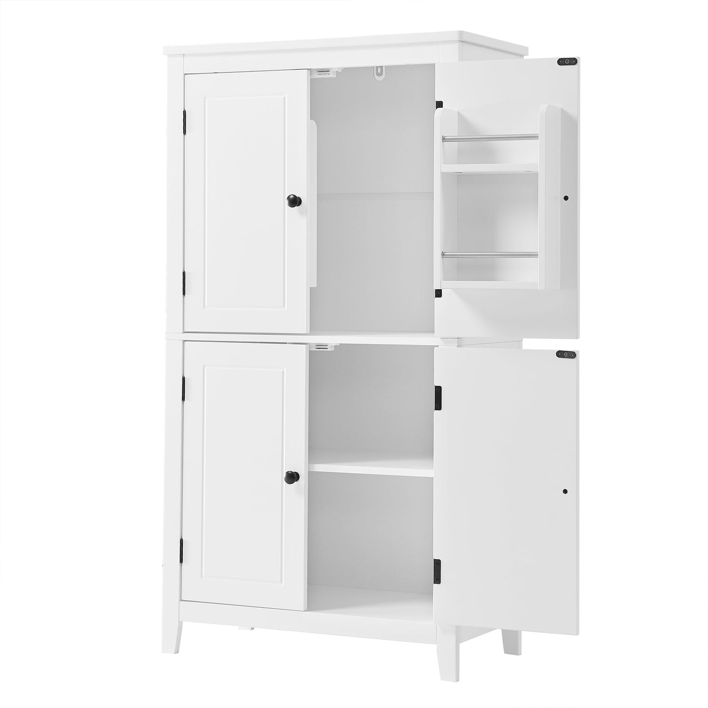 Bathroom floor storage cabinet, bathroom storage unit, 4-door independent cabinet, adjustable shelf, adaptive shelf, white - Korvel