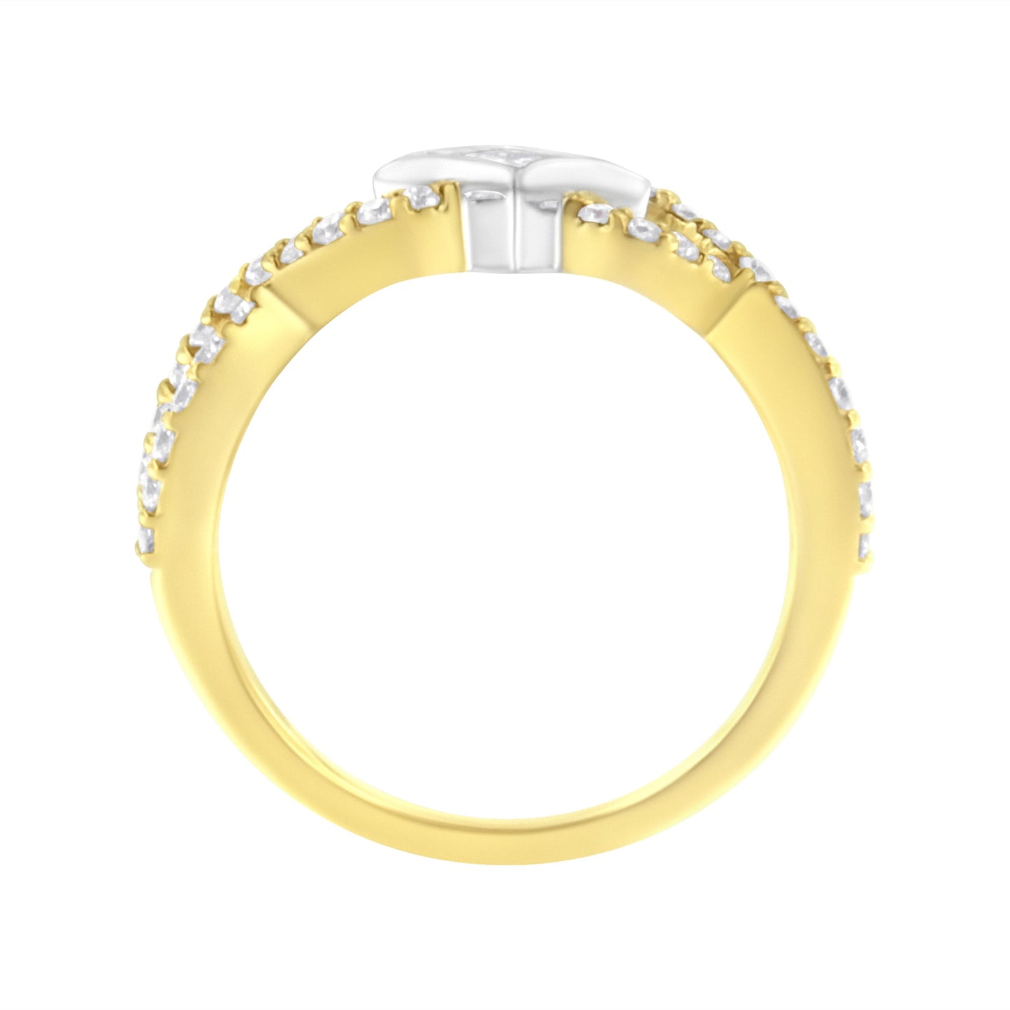 Anillo de Compromiso de Diamante en Forma de Cometa y Twist de Dos Tonos de 10K