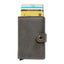 RFID Protected Vintage Automatic Leather Credit Card Holder Men Aluminum Alloy Hasp Business ID Multifunction Cardholder Wallet - Korvel