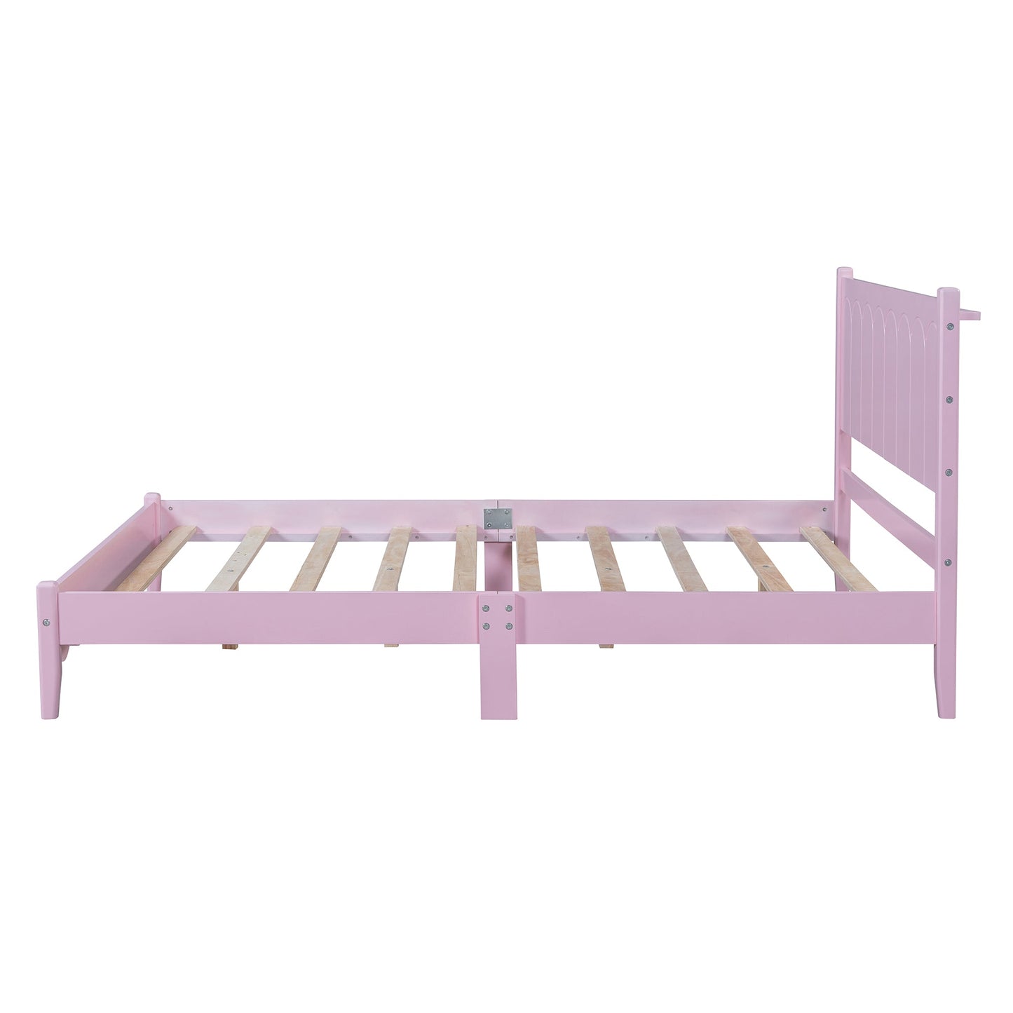 Full Size Retro Pink Wood Platform Bed Frame