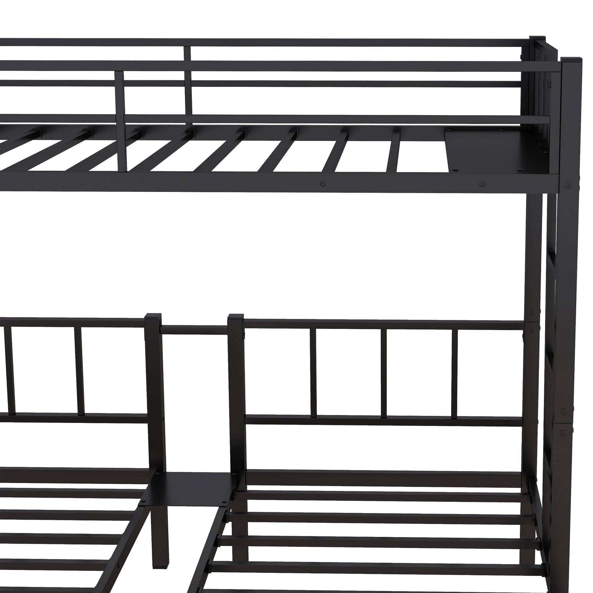 Twin over Twin & Twin Bunk Beds for 3, Twin XL over Twin & Twin Bunk Bed Metal Triple Bunk Bed, Black - Korvel