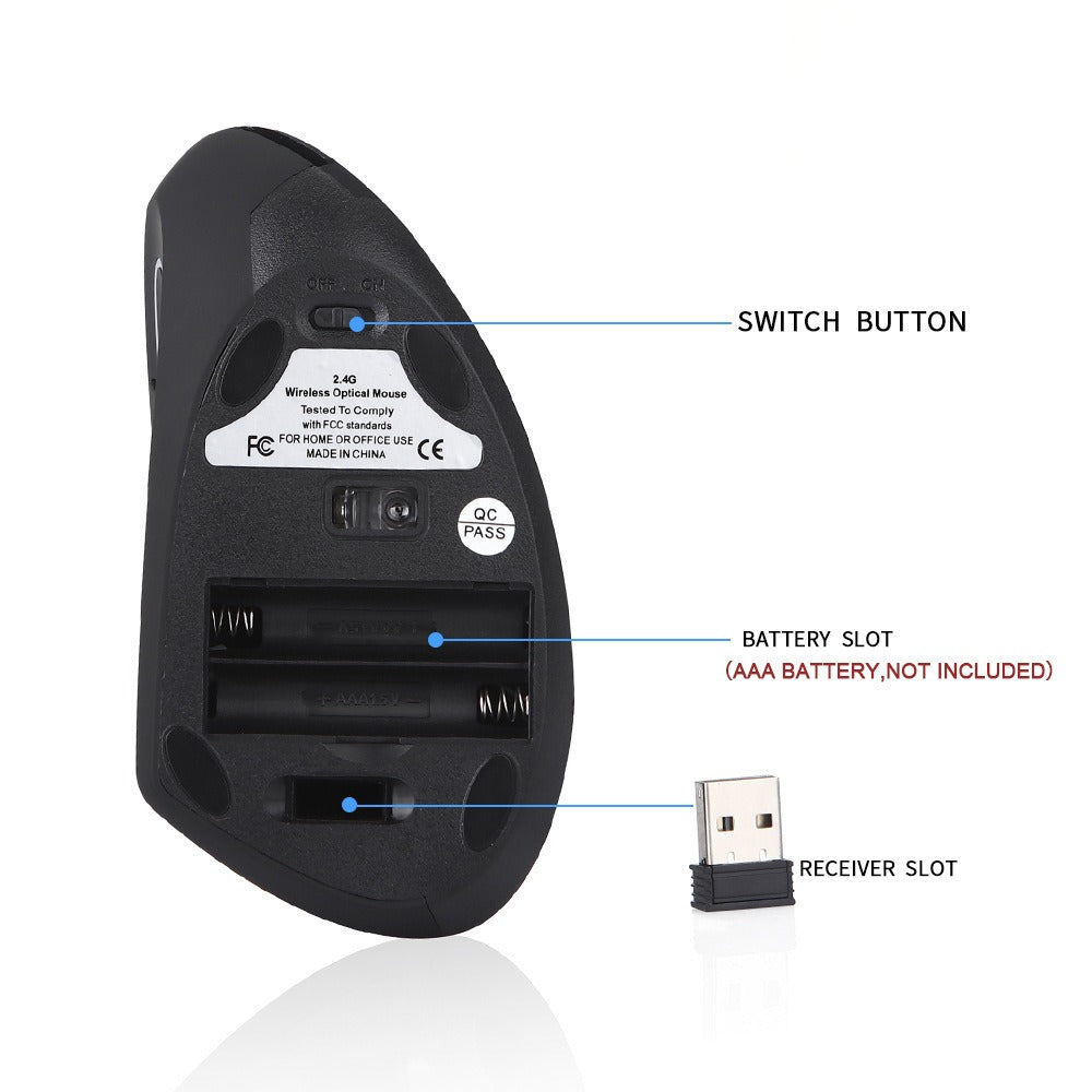 Ergonomic left-handed charging upright vertical mouse wireless esports left-handed office - Korvel
