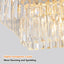 Chandeliers,Rectangular Crystal Chandelier Adjustable,E12 Modern Industrial Crystal Lights (Bulb Not Included) - Korvel