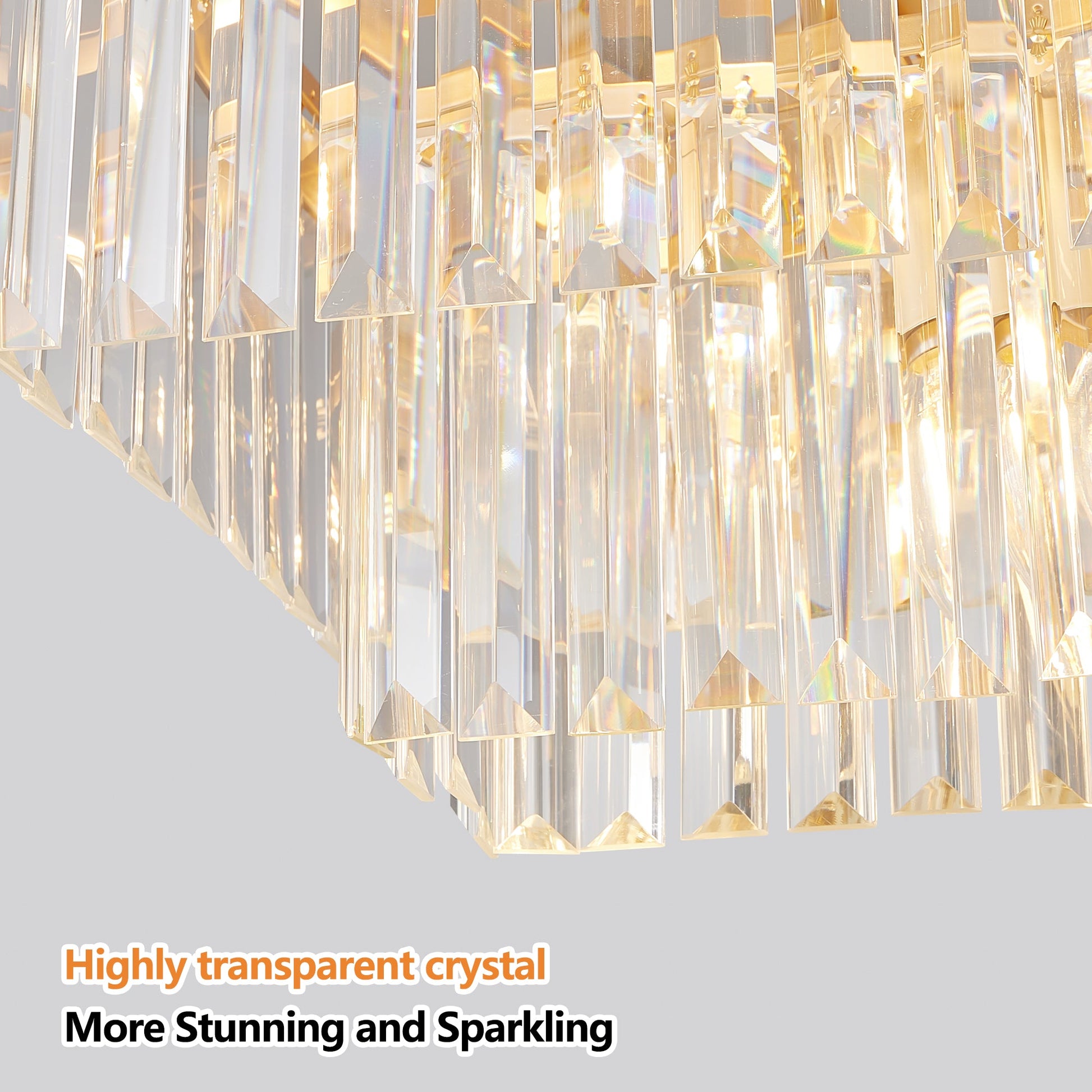 Chandeliers,Rectangular Crystal Chandelier Adjustable,E12 Modern Industrial Crystal Lights (Bulb Not Included) - Korvel
