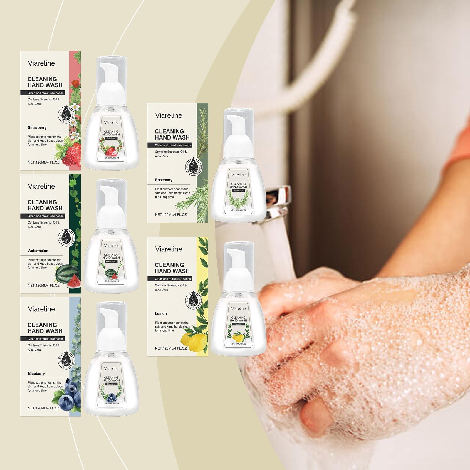Foaming Hand Sanitizer (Strawberry Flavor) Gentle Cleansing, Soothing Decontamination, Moisturizing Care Hand Cleansing Foam - Korvel