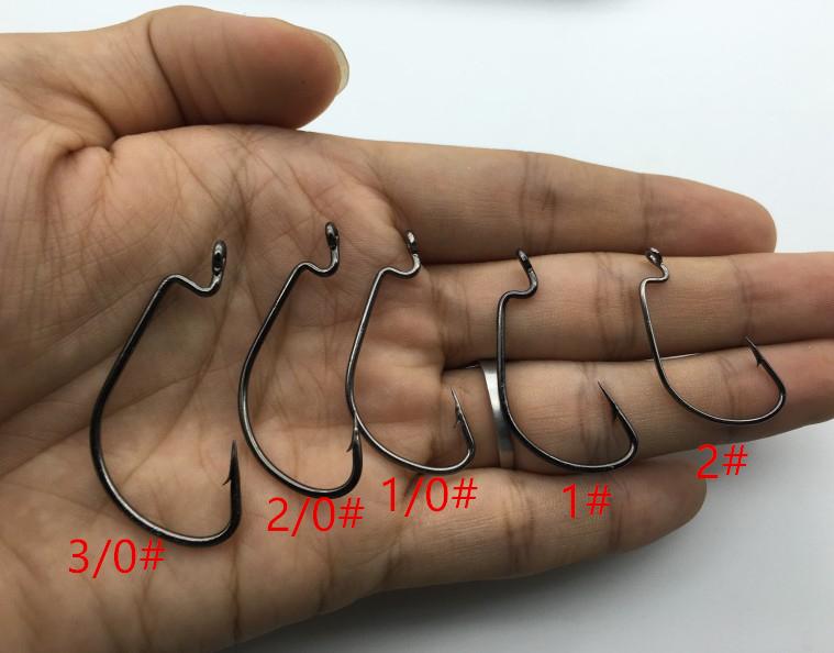 Rompin 100pcs/box High carbon Steel Fishing Hooks Crank Lead Sharp worm  2# 1# 1/0# 2/0# 3/0# mix size - Korvel