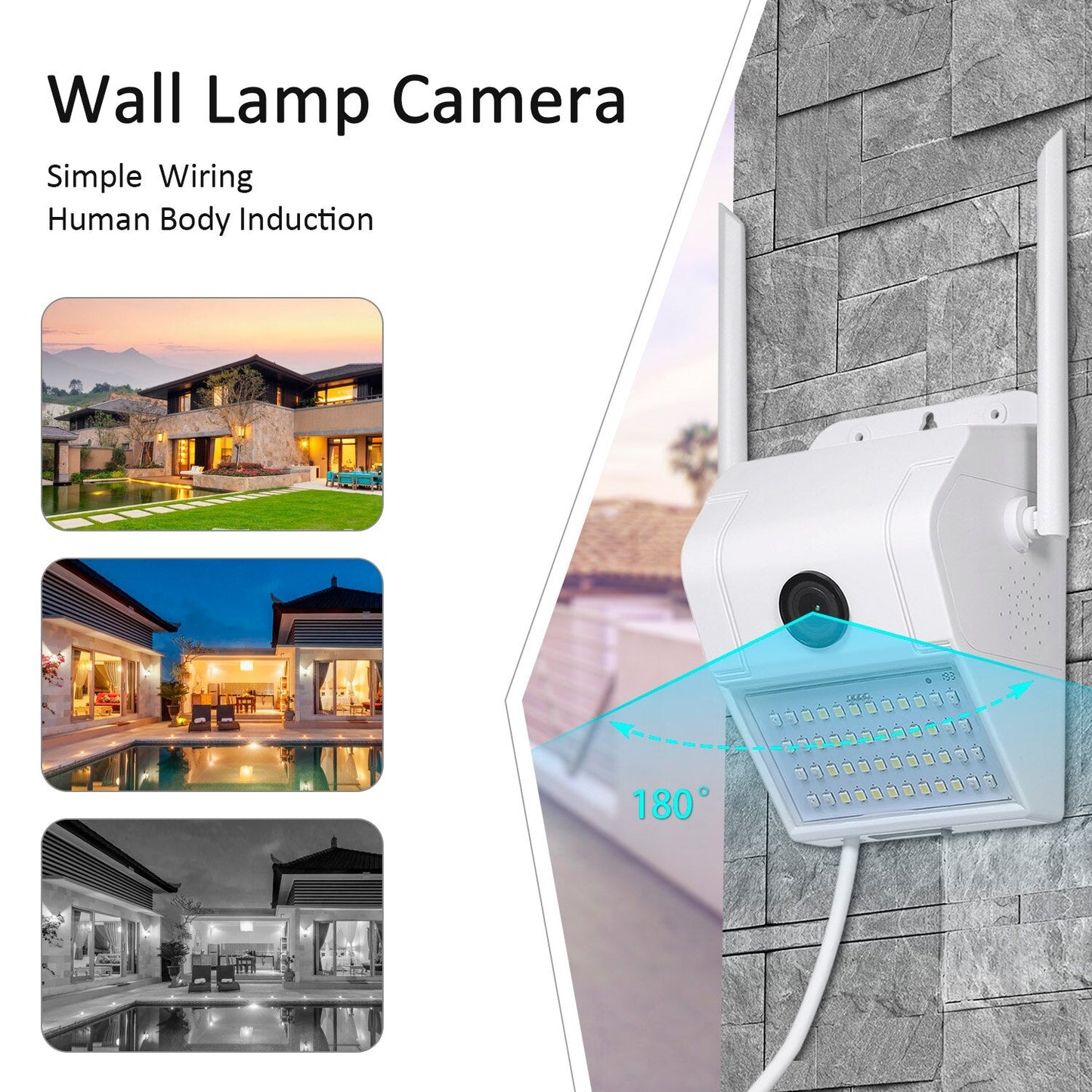1080P Multifunctional WIFI Wireless Surveillance Outdoor Wall Light Webcam Security Camera PIR Motion Detection IP65 Waterproof - Korvel