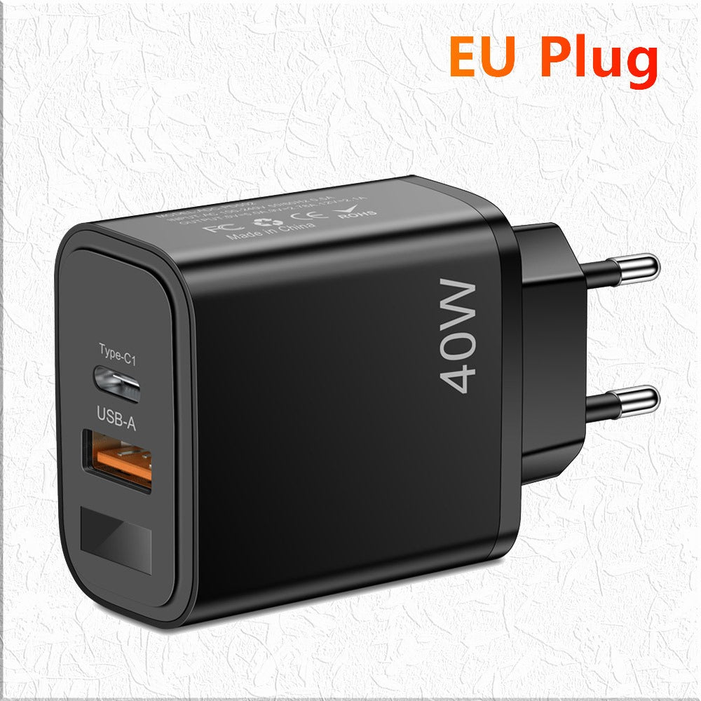 Chargeur de téléphone mobile numérique 40W PD+USB