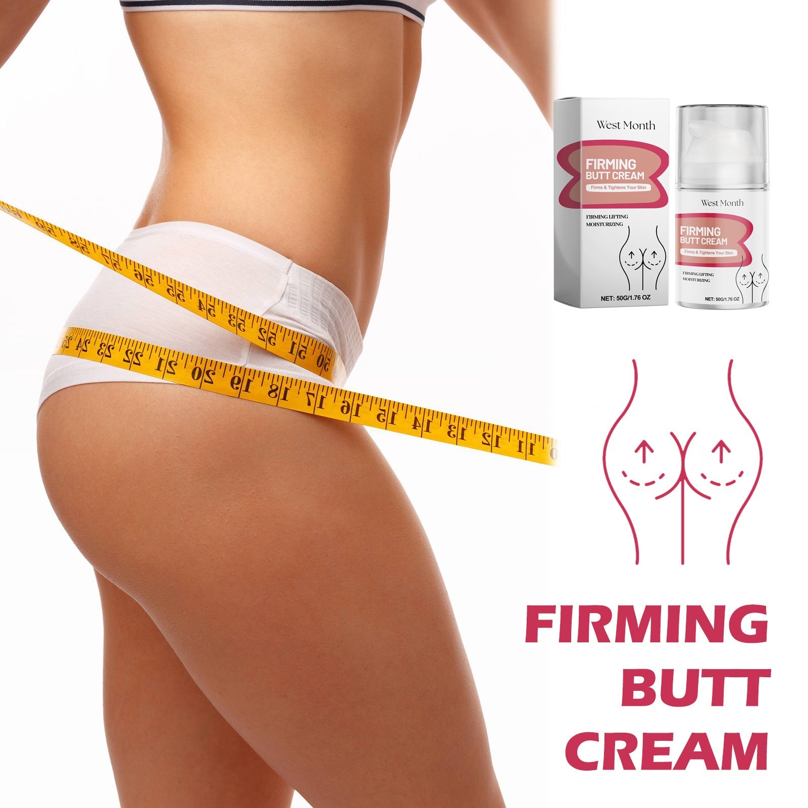 Butt Lift Firming Cream, Firming And Moisturizing Care Peach Butt Highlights Body Lift Cream - Korvel