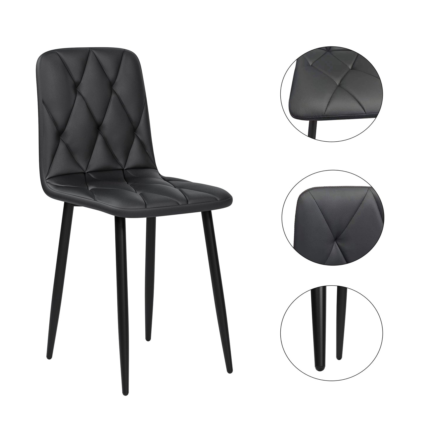 Dining Chairs Set of 4, Modern Kitchen Dining Room Chairs, PU Dining Chair Upholstered Cushion Seat and Sturdy Metal Legs - Korvel