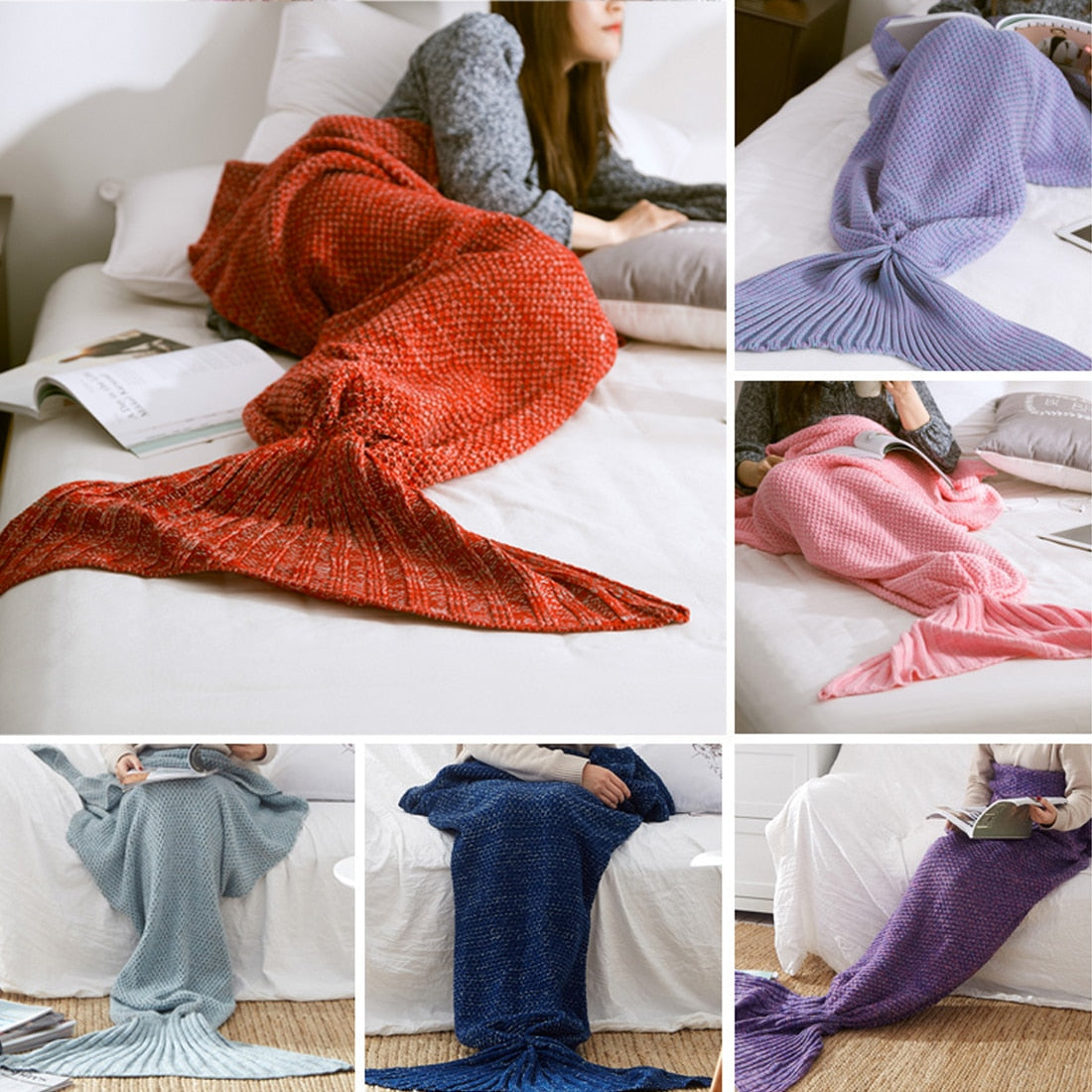 Handmade Mermaid Tail Blanket - Cozy Knitted Sleeping Bag