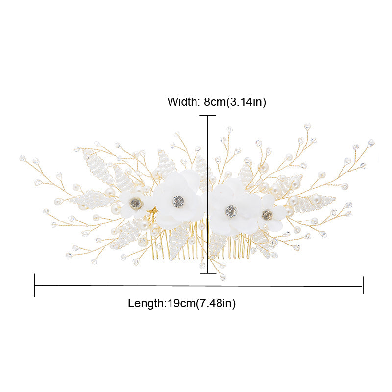 Queenco Gold Bridal Hair Comb Pearl Beads Wedding Hair Accessories Women Headpiece Girl's Hair Vine Party Hair Jewelry - Korvel