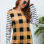 Plaid Striped Round Neck Long Sleeve T-Shirt - Korvel
