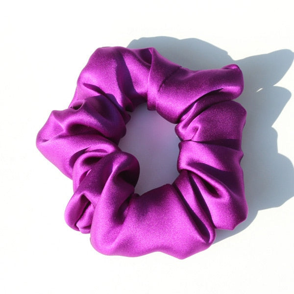 Pure Silk Large Scrunchies Ropes Hair Bands Ties Elastics Ponytail Holders for Women Girls Hair Accessories 19 Momme 3.5CM - Korvel