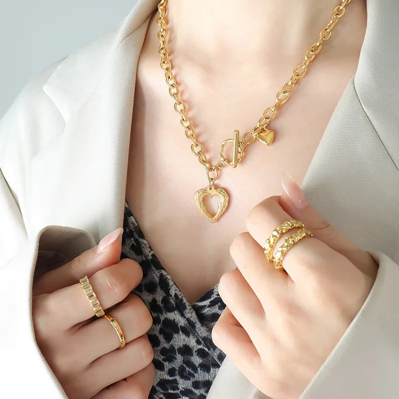 Collar de Pendiente de Corazón de Acero de Titanio