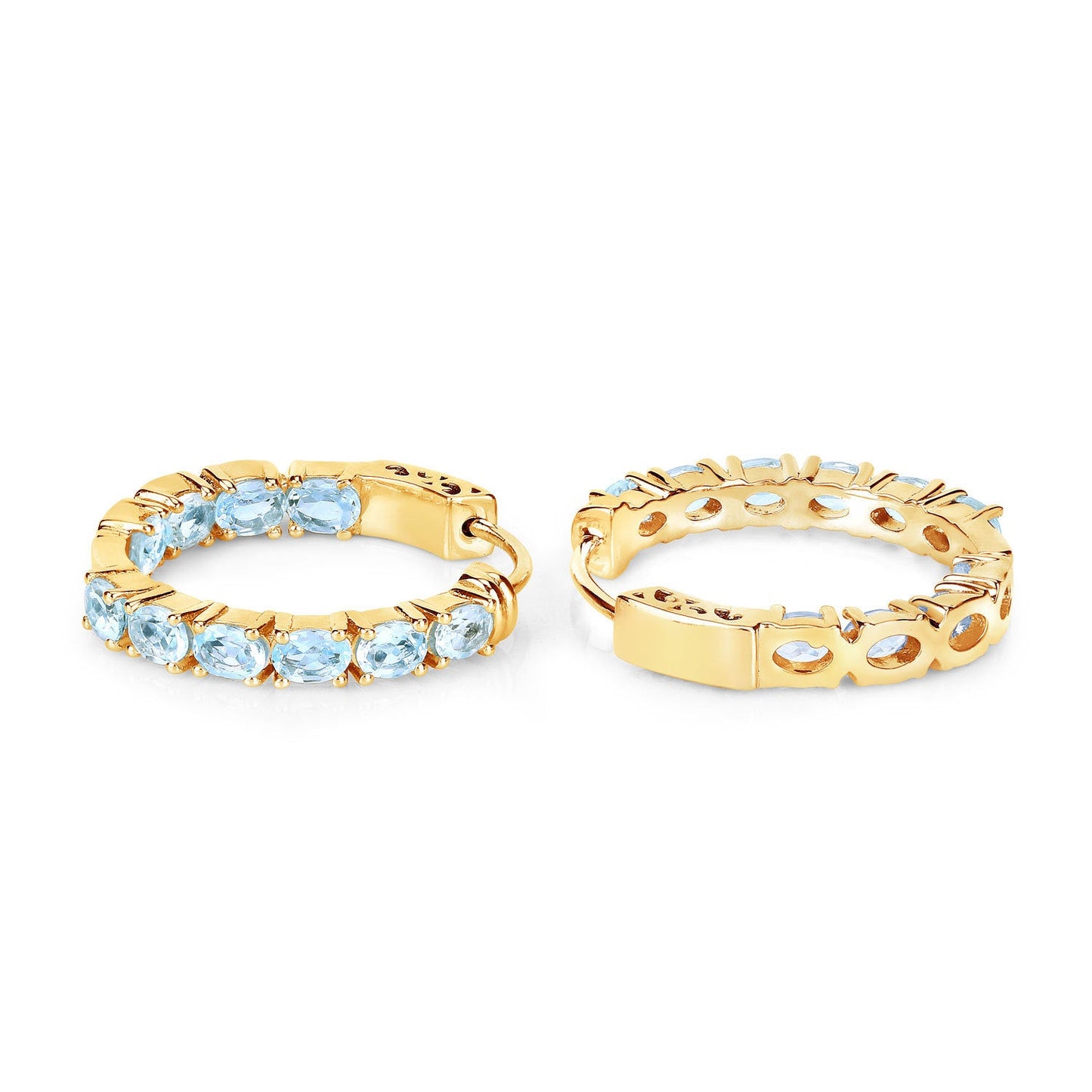Boucles d'oreilles en argent sterling avec topaze bleue véritable de 3,80 carats
