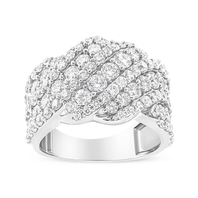10K White Gold 3.00 Cttw Diamond Multi Row Cluster Band Ring - Size 7