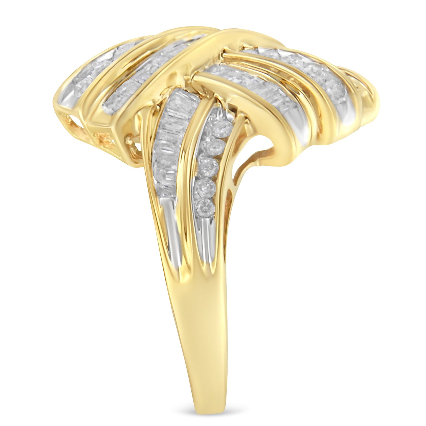 10K Yellow Gold Plated Sterling Silver Diamond Knot Ring - Size 6