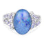 4.12 Carat Genuine Triplet Opal and Tanzanite Sterling Silver Ring