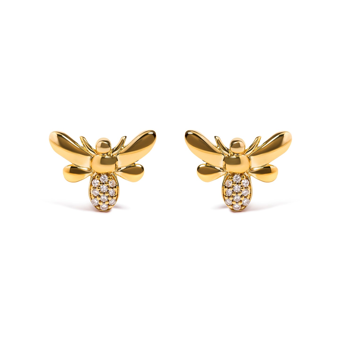 Boucles d'oreilles en or jaune 10K avec accents de diamant en forme de bourdon