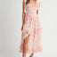 Robe Midi Imprimée Florale Élégante avec Bretelles