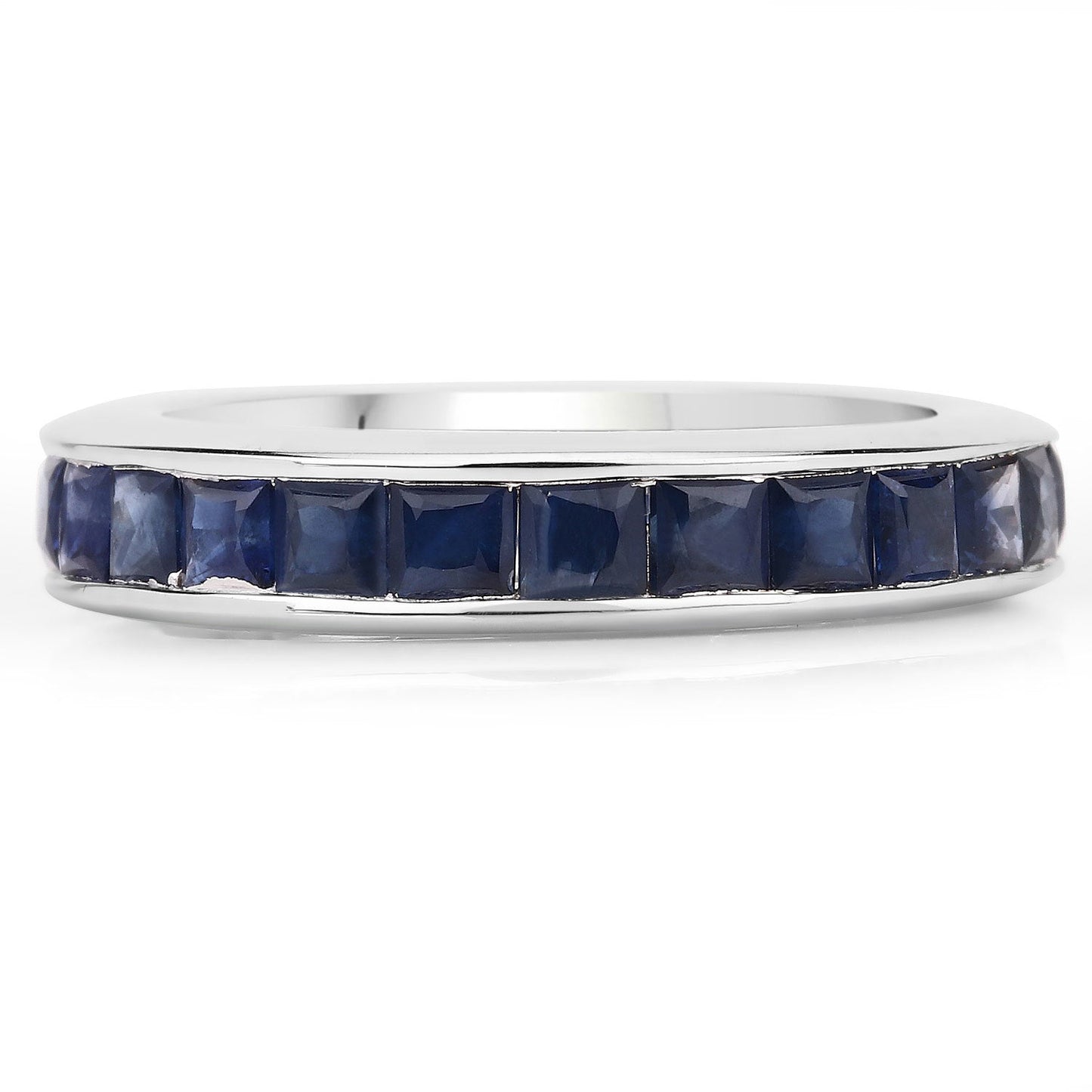 Bague de fiançailles en argent sterling avec saphir bleu véritable de 3,12 carats