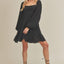 Ruffled Square Neck Balloon Sleeve Mini Dress for Women