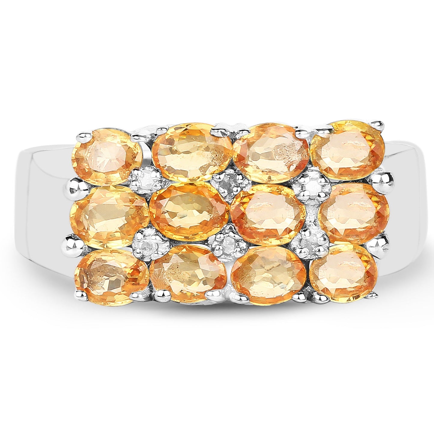 Bague de fiançailles en argent sterling avec saphir jaune de 2,67 carats et diamants