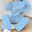 Ensemble de Veste Zippée en Couleur Unie et Pantalons à Jambes Larges