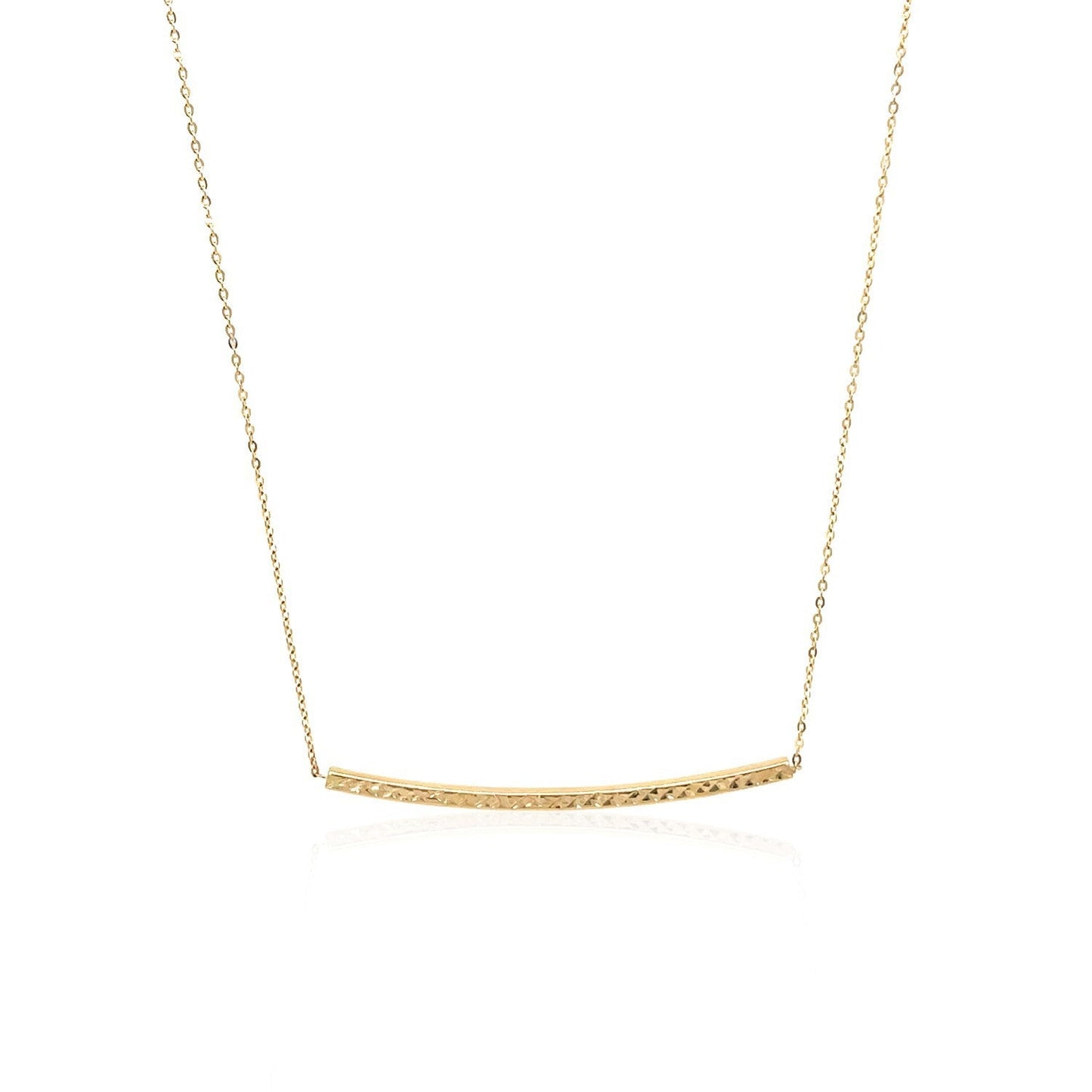 Collar de barra texturizada delgada de oro amarillo de 14k