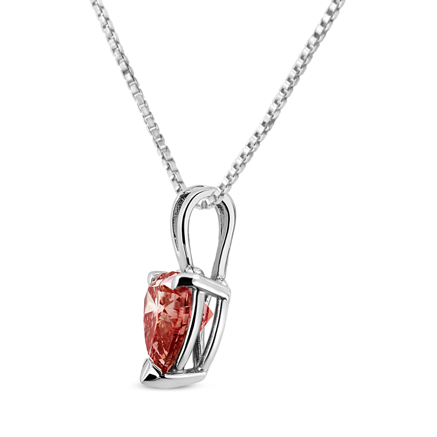 Collar de Diamante en Forma de Corazón Rosa de Oro Blanco de 14K Certificado por IGI