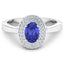 0.91 Carat Genuine Tanzanite and Diamond 14K White Gold Engagement Ring