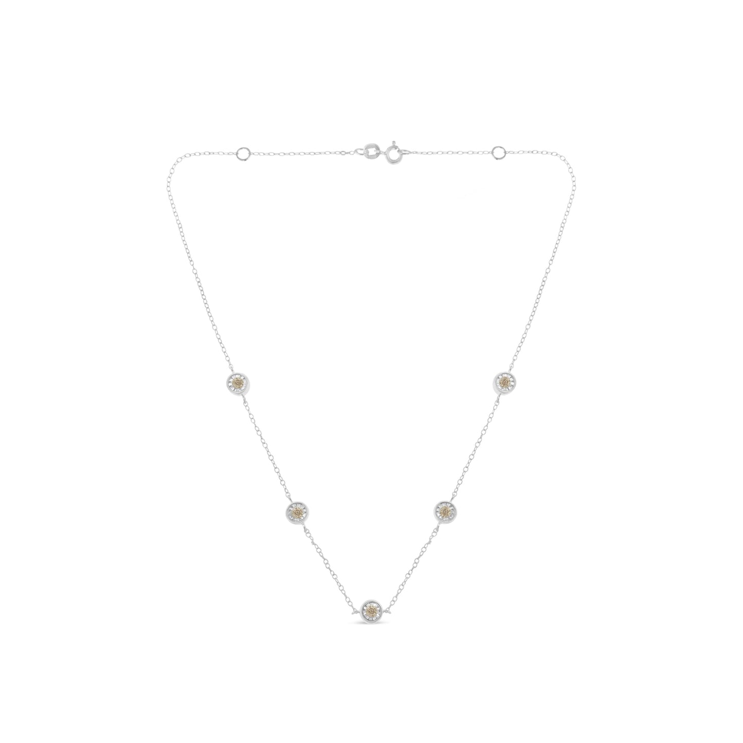 Sterling Silver Diamond Station Necklace - 0.5 cttw